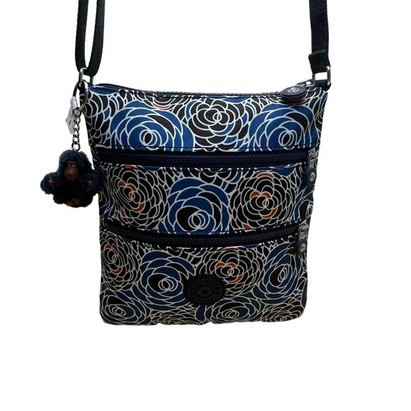 Kipling Women’s Blue Multi Floral Pattern Adjustable Strap Crossbody Bag Sz M - Picture 1 of 14